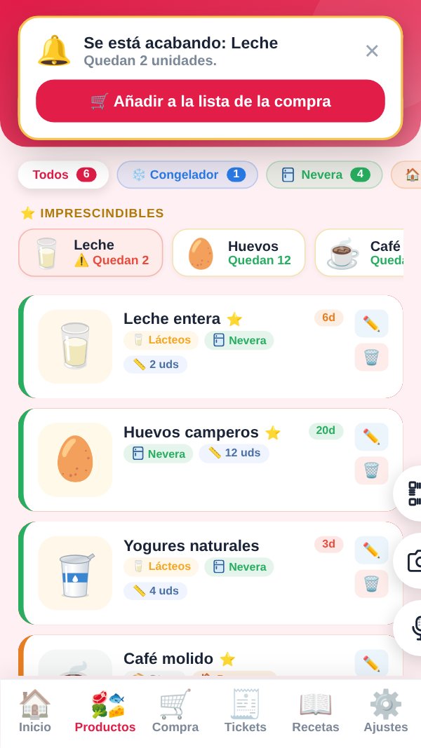 Aviso de producto imprescindible en Myfridly