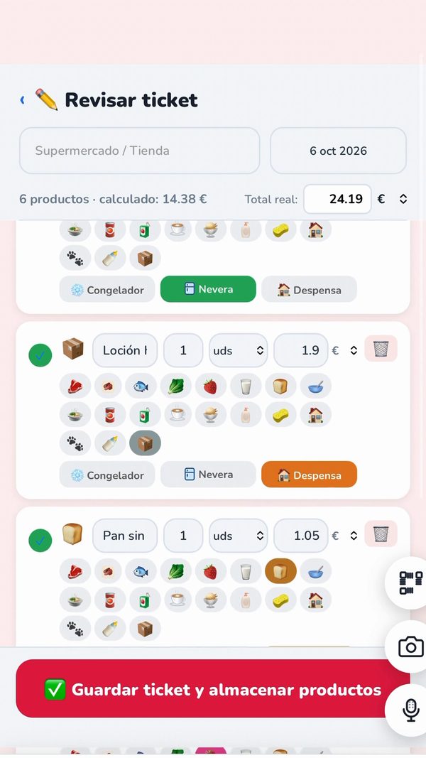 Revisión de un ticket escaneado